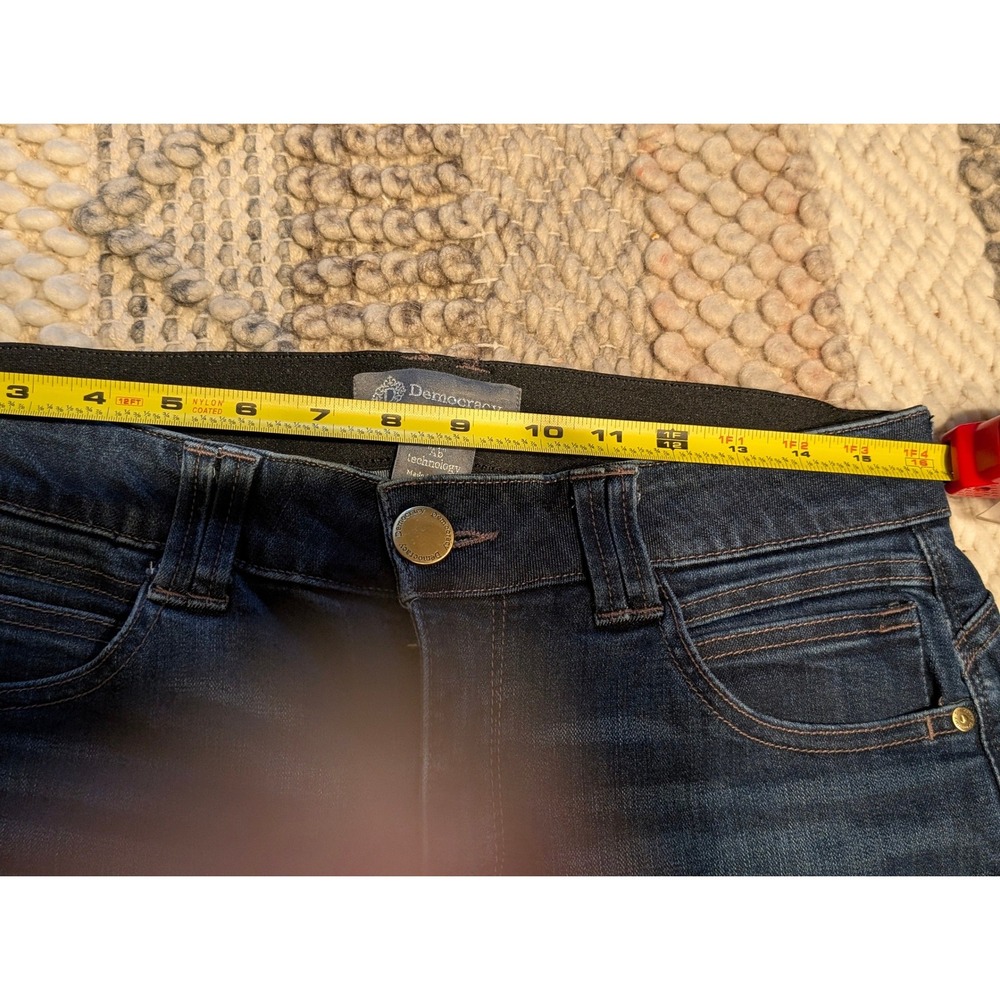 Democracy Ab Technology Skinny Jeans Dark Wash Raw Tulip Hem Size 8 - Picture 7 of 10